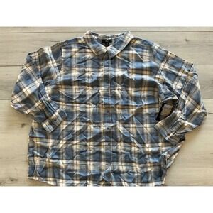 Ellos Plaid Long Sleeve Button Up Shirt Men's Size 3X Blue Tan White New‎ In Pkg